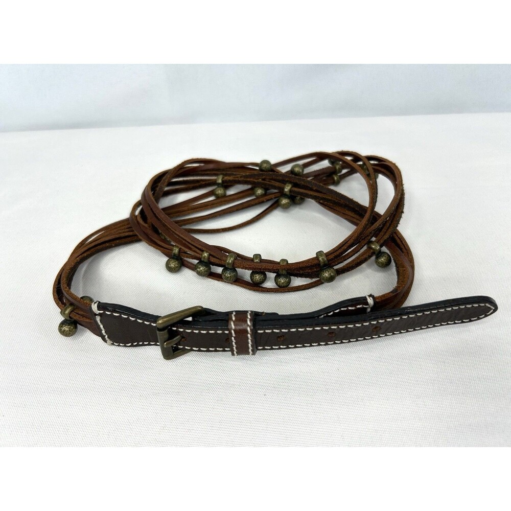 J. Crew Women's Belt Leather Brown S Multi Strap Studded Boho Peasant